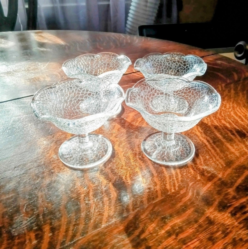 Vintage L.E. Smith Crackle Me Craky Sherbet Dishes Set Of 4